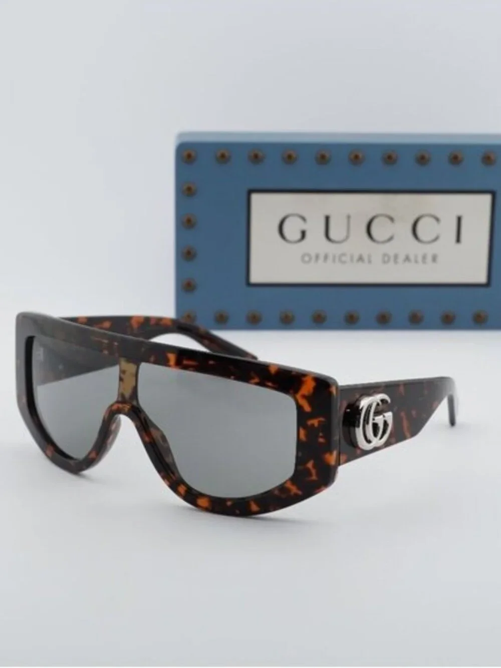 Gucci GG1950S 003 Shield Sunglasses - Dark Havana/Grey
